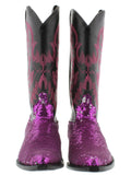 Women's Fuchsia Sequins Western Rodeo Cowboy Boots Snip Toe