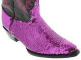 Women's Fuchsia Sequins Western Rodeo Cowboy Boots Snip Toe