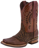 Mens Chedron Western Leather Cowboy Boots Alligator Print - Square Toe