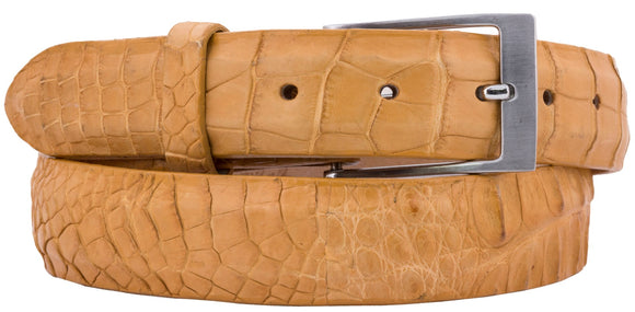 Mango Thin Cowboy Belt  Real Alligator Skin - Silver Buckle