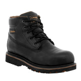 Mens Black Work Boots Leather Slip Resistant Lace Up Steel Toe - #S600TR