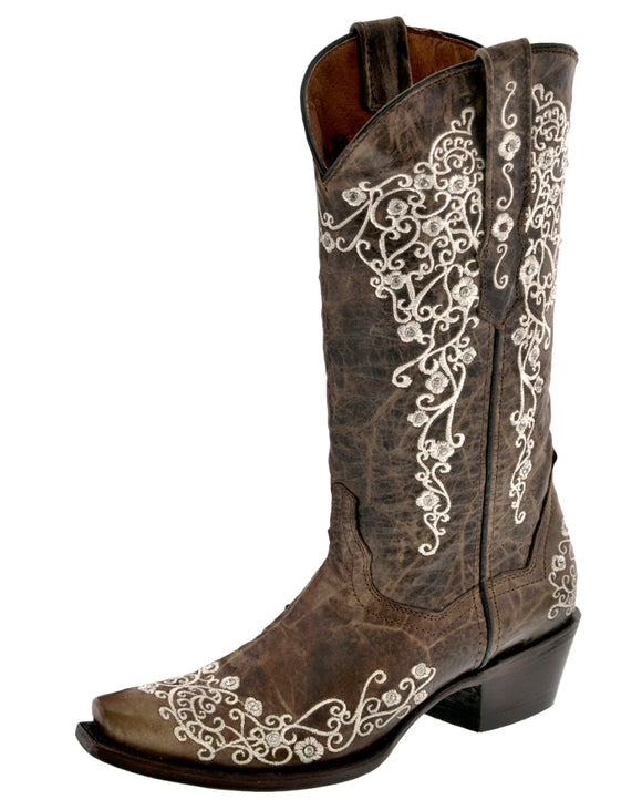 Womens Stella Brown Leather Western Boots - Snip Toe