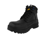 Mens #ST70 Black Leather Work Boots Lace Up - Steel Toe