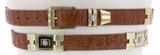 Men's Chedron Real Crocodile Skin Cowboy Belt Gold Links