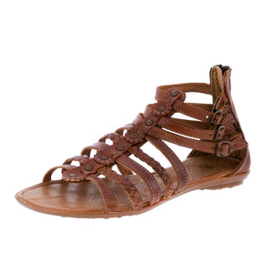 Womens Authentic Huaraches Real Leather Sandals Flowers Cognac - #224