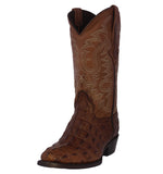 Mens Brown Alligator Back Print Leather Cowboy Boots Round Toe
