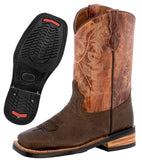 Kids Toddler Western Cowboy Boots Square Toe Cognac - #119