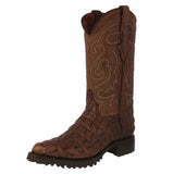 Mens Brown Motorcycle Boots Crocodile Back Cut Print - J Toe