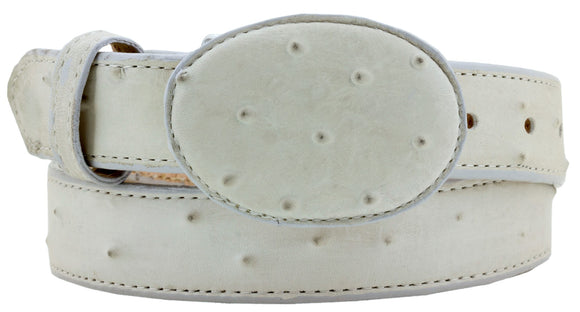 Kids Off White Cowboy Belt Ostrich Print Leather - Removable Buckle