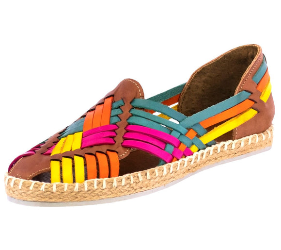 Womens Authentic Huaraches Real Leather Platform Sandals Rainbow - #106