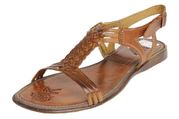 Womens Authentic Huaraches Real Leather Sandals T Strap Cognac - #230