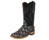 Mens Gray Cowboy Boots Pirarucu Fish Print - Square Toe