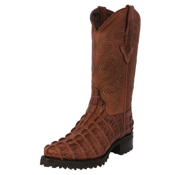 Mens Congac Motorcycle Boots Crocodile Tail Print - J Toe