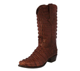 Mens Cognac Full Crocodile Tail Print Cowboy Boots - J Toe