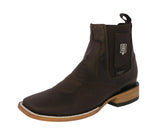 Mens #170 Brown Chelsea Cowboy Boots Leather - Square Toe