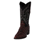 Mens Black Cherry Alligator Tail Print Leather Cowboy Boots J Toe