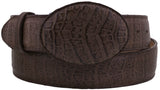 Men's Brown Crocodile Belly Print Genuine Leather Belt Round Buckle