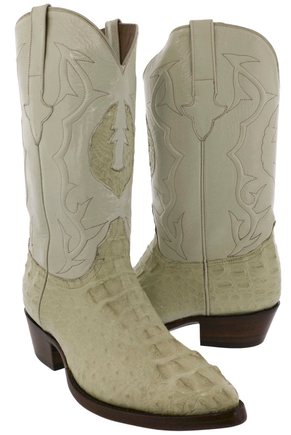 Tan Leather Cowboy Boots Real Crocodile Tail Skin J Toe