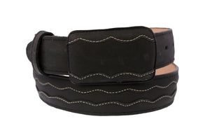 Black #335 Western Cowboy Belt Leather - Removable Buckle