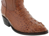 Rustic Brown Leather Cowboy Boots Real Crocodile Tail Skin J Toe