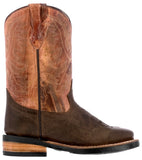 Kids Toddler Western Cowboy Boots Square Toe Cognac - #119