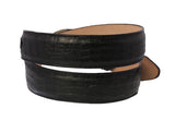 Black #120B Crocodile Belly Print Leather Belt - Removable Buckle