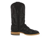 Mens Black Cowboy Boots Pirarucu Fish Print - Square Toe