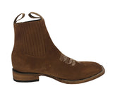 Mens Light Brown Chelsea Cowboy Boots Nubuck Leather - Square Toe