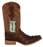 Mens Brown Alligator Tail Print Leather Cowboy Boots 3X Toe - #130N