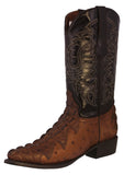 Mens Brown Crocodile & Ostrich Print Leather Cowboy Boots J Toe