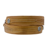 Taupe Western Cowboy Leather Belt Navajo Concho - Silver Buckle