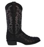 Mens Black Alligator Back Print Leather Cowboy Boots Round Toe