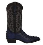 Mens Denim Blue Crocodile & Ostrich Print Leather Cowboy Boots J Toe