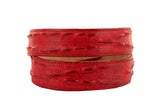 Red Western Belt Crocodile Tail Print Leather - Silver Buckle