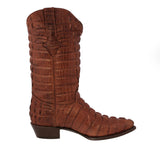 Mens Cognac Full Crocodile Tail Print Cowboy Boots - J Toe