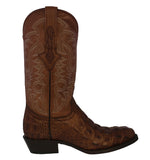 Mens Brown Alligator Back Print Leather Cowboy Boots Round Toe