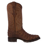 Mens Brown Motorcycle Boots Crocodile Back Cut Print - J Toe