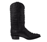 Mens Black Full Crocodile Tail Print Cowboy Boots - J Toe