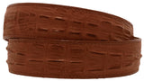 Cognac Western Belt Crocodile Tail Print Leather - Rodeo Buckle