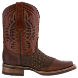 Mens Chedron Western Leather Cowboy Boots Alligator Print - Square Toe