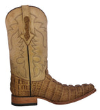 Mens Sand Alligator Tail Print Leather Cowboy Boots 3X Toe - #130N