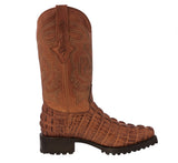 Mens Congac Motorcycle Boots Crocodile Tail Print - J Toe