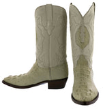 Tan Leather Cowboy Boots Real Crocodile Tail Skin J Toe