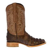 Mens Brown Alligator Tail Print Leather Cowboy Boots Square Toe - #130N