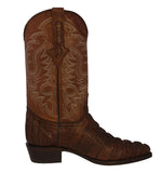 Mens Brown Alligator Tail Print Leather Cowboy Boots J Toe