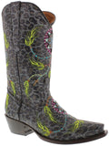 Women's Exotic Leopard Print Cowboy Boots Real Leather Dream Catcher Snip Toe