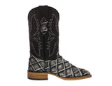 Mens Gray Cowboy Boots Pirarucu Fish Print - Square Toe