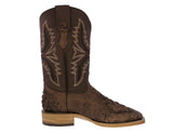 Mens Brown Cowboy Boots Crocodile Hand Tooled Leather - Square Toe