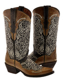 Womens Samantha Brown Cowgirl Boots Floral Embroidered - Snip Toe