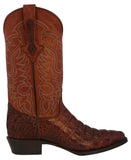 Mens Cognac Alligator Back Print Leather Cowboy Boots - J Toe